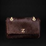 Bolsa Couro Pelo Tiracolo Zhaya Média Marrom  Café