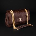 Bolsa Couro Pelo Tiracolo Zhaya Média Marrom  Café