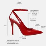 Scarpin SlingBack Couro Verniz Premium Salto Alto Fino Vermelho Ferrari