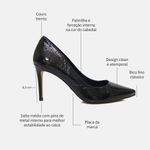 Scarpin Couro Verniz Salto Médio Fino Preto