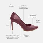 Scarpin Couro Salto Médio Fino Vermelho Merlot