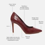 Scarpin Couro Verniz Salto Médio Fino Vermelho Merlot