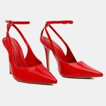 Scarpin SlingBack Couro Verniz Premium Salto Alto Fino Vermelho Ferrari