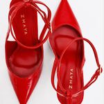 Scarpin SlingBack Couro Verniz Premium Salto Alto Fino Vermelho Ferrari