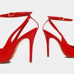 Scarpin SlingBack Couro Verniz Premium Salto Alto Fino Vermelho Ferrari