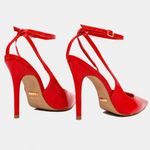Scarpin SlingBack Couro Verniz Premium Salto Alto Fino Vermelho Ferrari