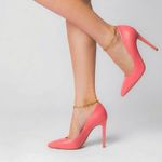 Scarpin Couro Salto Alto Fino Rosa Blush