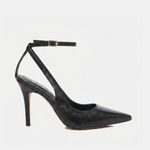 Scarpin SlingBack Couro Verniz Premium Salto Médio Fino Preto