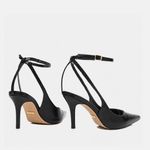 Scarpin SlingBack Couro Verniz Premium Salto Médio Fino Preto