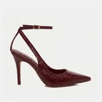 Scarpin SlingBack Couro Verniz Premium Salto Médio Fino Vermelho Merlot