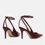 Scarpin SlingBack Couro Verniz Premium Salto Médio Fino Vermelho Merlot