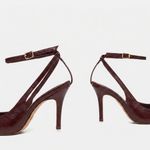 Scarpin SlingBack Couro Verniz Premium Salto Médio Fino Vermelho Merlot