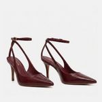 Scarpin SlingBack Couro Verniz Premium Salto Médio Fino Vermelho Merlot