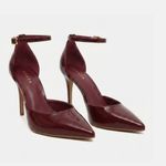 Scarpin Couro Premium Glam Verniz Salto Alto Fino Vermelho Merlot