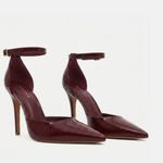 Scarpin Couro Premium Glam Verniz Salto Médio Fino Vermelho Merlot