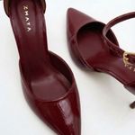 Scarpin Couro Premium Glam Verniz Salto Médio Fino Vermelho Merlot
