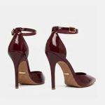 Scarpin Couro Premium Glam Verniz Salto Médio Fino Vermelho Merlot
