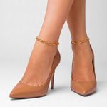 Scarpin Couro Salto Alto Fino Caramelo Caribe