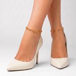 Scarpin Couro Salto Alto Fino Off White