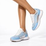 Tênis Couro Premium Sport Glow Azul Celeste Crystal