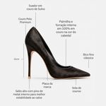 Scarpin Couro Pelo Premium Salto Alto Fino Preto