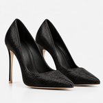 Scarpin Couro Pelo Premium Salto Alto Fino Preto