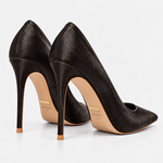 Scarpin Couro Pelo Premium Salto Alto Fino Preto