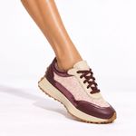 Tênis Couro Premium Sport Glow Vinho Marsala Ruby