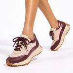 Tênis Couro Premium Sport Glow Vinho Marsala Ruby
