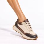 Tênis Couro Premium Sport Glow Café Dark Gold