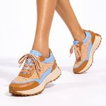 Tênis Couro Premium Sport Glow Caramelo