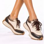 Tênis Couro Premium Sport Glow Café Dark Gold