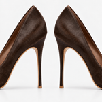 Scarpin Couro Pelo Premium Salto Alto Fino Marrom Café