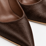 Scarpin Couro Pelo Premium Salto Alto Fino Marrom Café