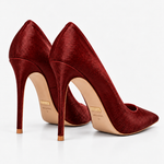 Scarpin Couro Pelo Premium Salto Alto Fino Vinho