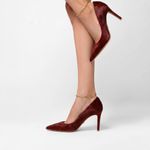 Scarpin Couro Pelo Premium Salto Médio Fino Vinho