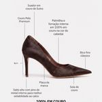 Scarpin Couro Pelo Premium Salto Médio Fino Marrom Café