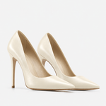 Scarpin Premium 100% em Couro Legítimo | Salto Alto Fino Off White