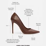 Scarpin Premium 100% em Couro Legítimo | Salto Alto Fino Marrom