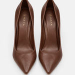 Scarpin Premium 100% em Couro Legítimo | Salto Alto Fino Marrom