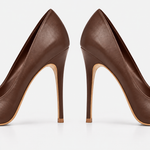 Scarpin Premium 100% em Couro Legítimo | Salto Alto Fino Marrom