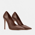 Scarpin Premium 100% em Couro Legítimo | Salto Alto Fino Marrom