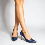 Scarpin Premium 100% em Couro Legítimo | Salto Médio Fino Azul