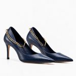 Scarpin Premium 100% em Couro Legítimo | Salto Médio Fino Azul