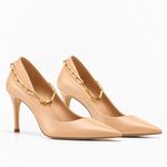 Scarpin Premium 100% em Couro Legítimo | Salto Médio Fino Nude