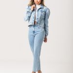 Jaqueta Jeans Cropped Feminina Zune