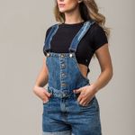 Macacão Jardineira Feminina Jeans Alça Regulável Zune