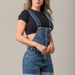 Macacão Jardineira Feminina Jeans Alça Regulável Zune