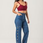 Calça Straight Feminina Jeans Casual Zune