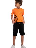 Camiseta m/malha c/bermuda moletinho